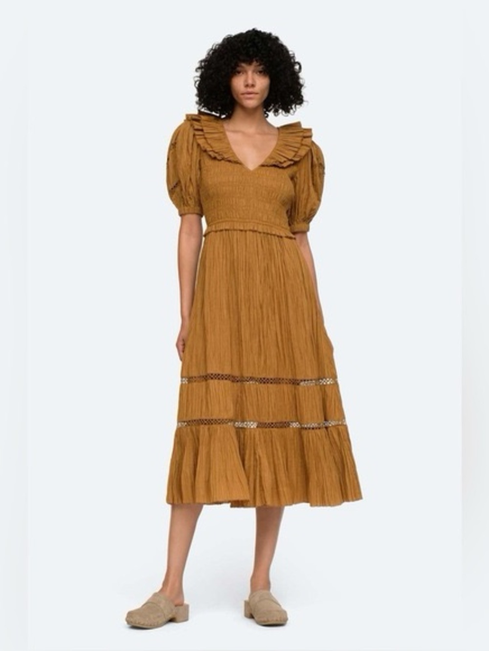 Sea New York Paco Solid Puff Sleeve Smocked Dress